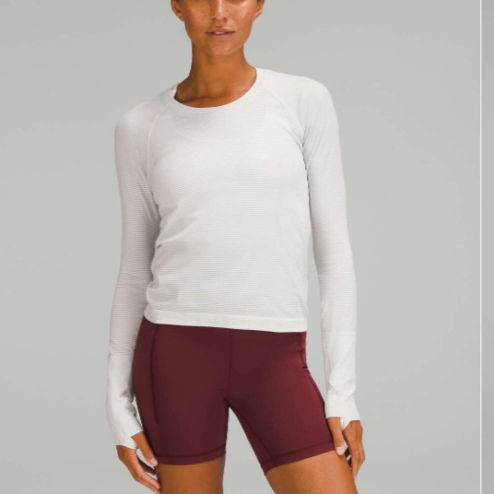 Lululemon Swiftly Tech Long Sleeve Shirt 2.0 Race Length Tempo Stripe White